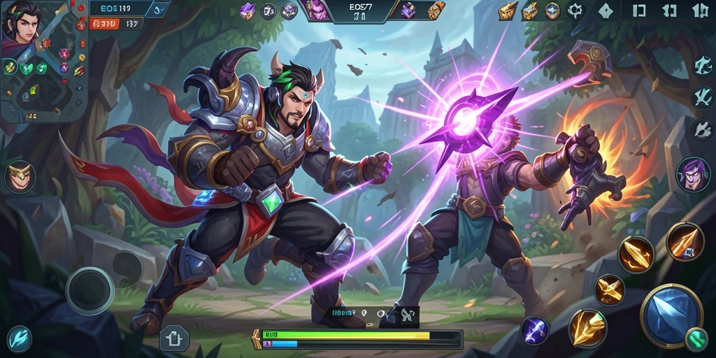 Tangkapan layar gameplay menampilkan pertarungan epik di arena MOBA.