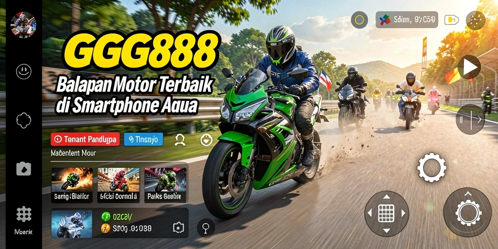 Screenshot GGG888 menampilkan aksi balapan motor yang mendebarkan.