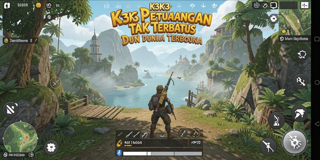 Screenshot gameplay <strong>K3K3</strong> yang menunjukkan petualangan seru di dunia terbuka.