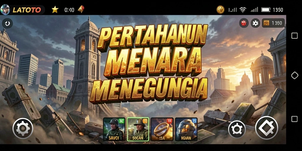 Screenshot LATOTO menunjukkan aksi menara pertahanan yang mendebarkan.