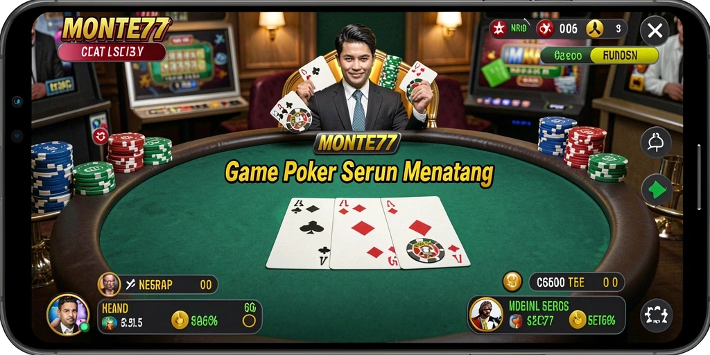 Tampilan gameplay poker yang menarik dan interaktif.