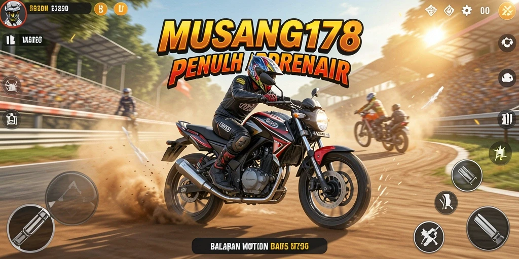 Tampilan utama gameplay MUSANG178 dengan aksi balap motor yang seru.
