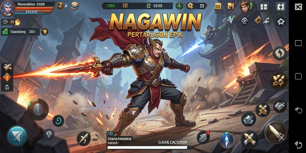 Tampilan penuh aksi dari gameplay NAGAWIN yang mendebarkan.