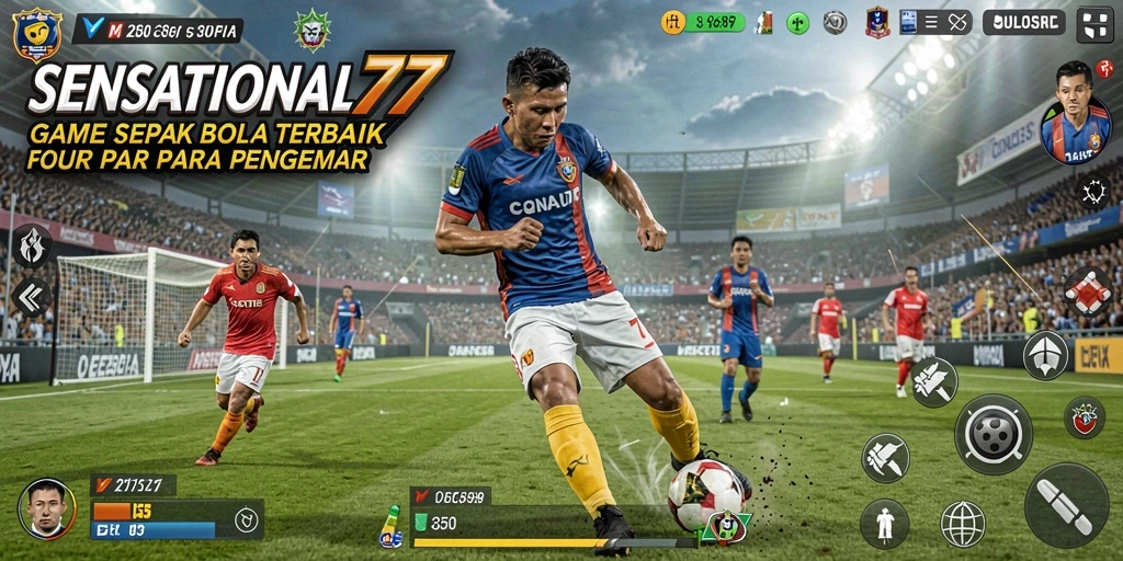 Tampilan gameplay memukau di SENSATIONAL77 dengan aksi sepak bola seru.