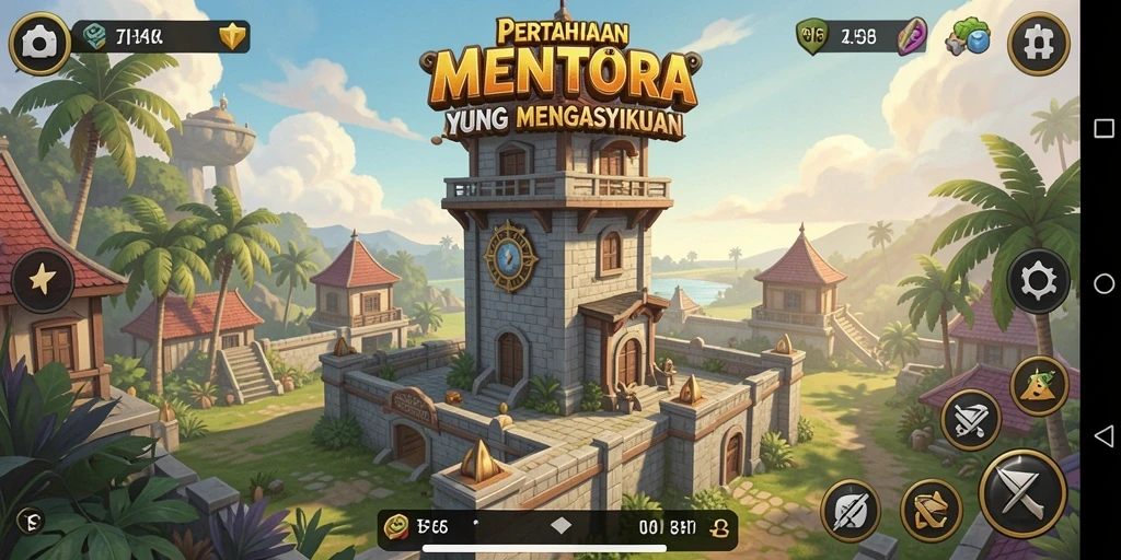 Tampilan gameplay T6 dengan menara yang siap bertahan dari serangan musuh.