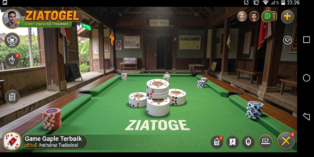 Tampilan gameplay ZIATOGEL yang seru dengan fitur Gaple.